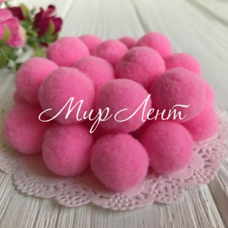 Помпони оксамитові, 1 см, яскраво-рожеві, упаковка 2000 шт.