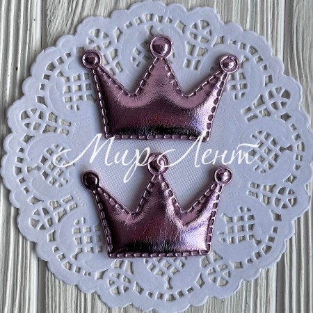 Аппликация/патч, корона (экокожа) велика, 5,5х3,8 см, пюсовая, упаковка 20 шт.