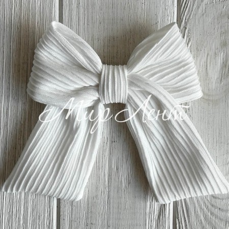 Бант гофра матовий, 12 см, білий, шт.