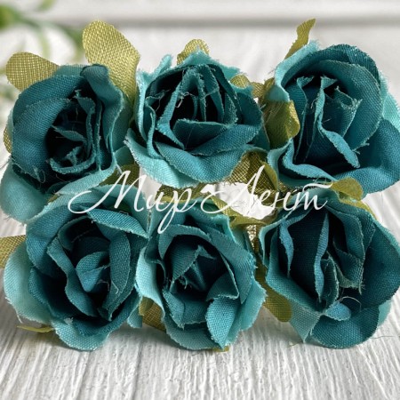 Роза тканинна, 2 см, ізумрудна, упаковка 10 пучків