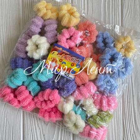 Резинка Barbi (квіточка), 4 см, пастельний мікс, упаковка 40 шт.