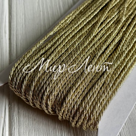 Шнур декоративний, 3 мм, золото, рулон 50 м