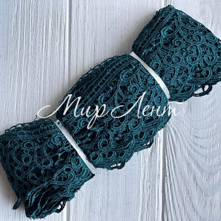 Кружево макраме "Сандра", 7,5 см, изумрудное, рулон 9 м