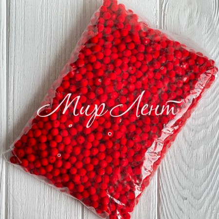 Бусины бархатные, 10 мм, красные, упаковка 500 г