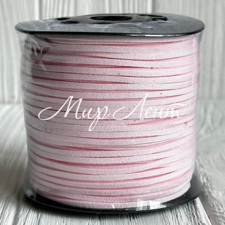 Кожаный шнур, 0,26х1,4 см, светло-розовый, рулон 90 м 