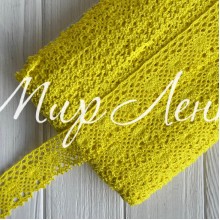 Кружево вязаное Сабрина (D030046), желтый, 4 см, рулон 45 м