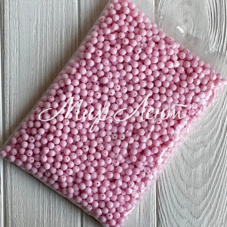 Бусина акриловая матовая, 8 мм, светло-розовая, упаковка 500 г