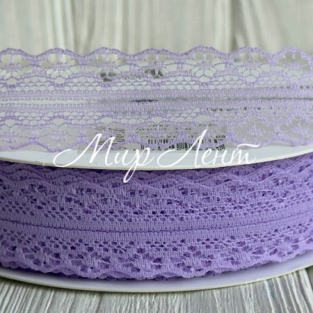 Кружево органзовое (D30328), 3 см, лиловое, рулон 45 м