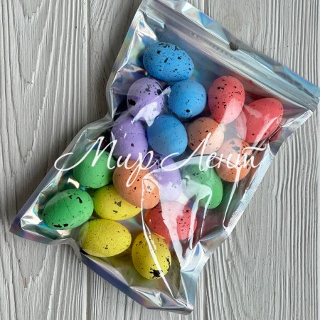 Пасхальные яйца (L00733), 3х4 см, цветные с черным, упаковка 18 шт.