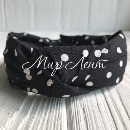 Обруч чалма тканевый в горох, 4 см, черный, шт.