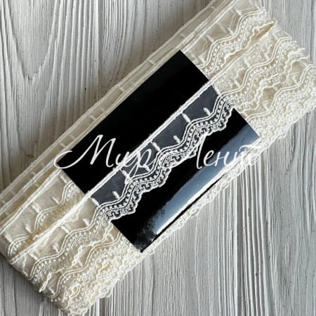 Мереживо органзове (D30112), 2,8 см, молочне, рулон 13 м