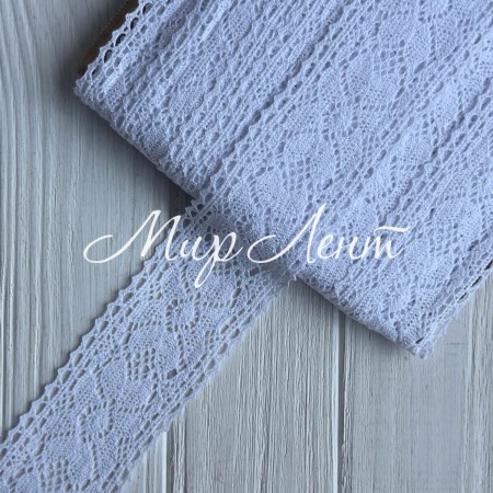 Кружево вязаное (D30256), белое, 6,5 см, рулон 23 м