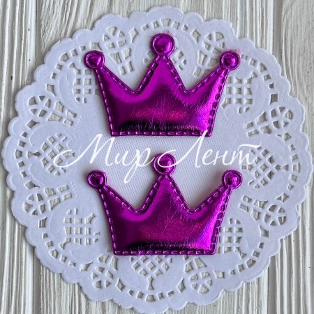Аппликация/патч, корона (экокожа) велика, 5,5х3,8 см, малиновая, упаковка 20 шт.