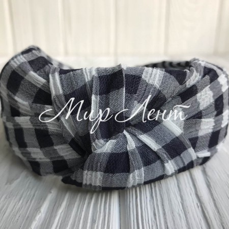 Обруч чалма шотландка, 4,5 см, чорно-білий, шт.