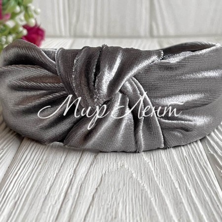 Обруч чалма велюр широкий, 4,5 см, серебряный, шт.