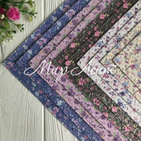 Экокожа блеск (1910114), 20х30 см, цветы, упаковка 10 шт.