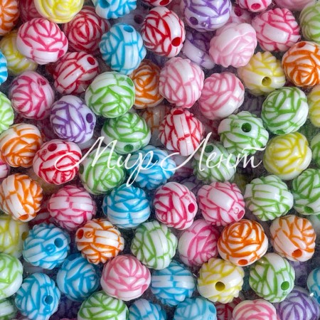 Бусина розочка, 12 мм, цветной микс, упаковка 500 г