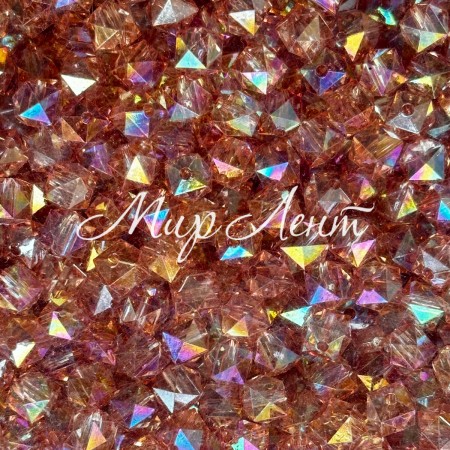 Хрусталь перламутр кубовидный, 10 мм, кофейный, упаковка 500 г