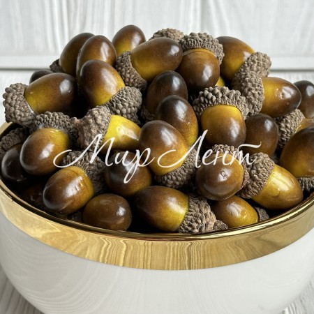 Жолудь, 2,5 см, коричнево-желтый, упаковка 50 шт.