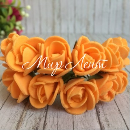 Роза 1,5-2 см, оранжевая, упаковка 12 пучков (144 шт.)
