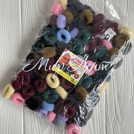 Резинка махрова, 2,5 см, темний мікс, упаковка 120 шт.