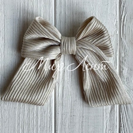 Бант гофра перламутр, 12 см, светло-бежевый, шт.