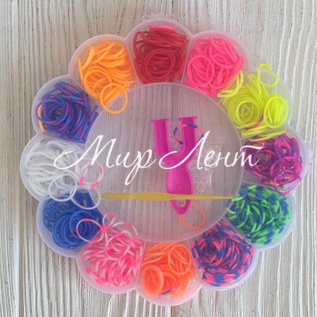 Набор резинок для плетения (Цветочек), 12 цветов, набор