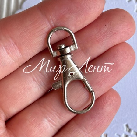 Карабин, 37х17 мм, серебро, шт.