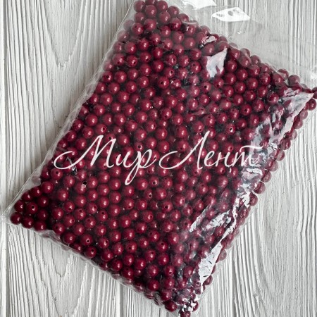 Бусина акриловая, 10 мм, бордовая, упаковка 500 г