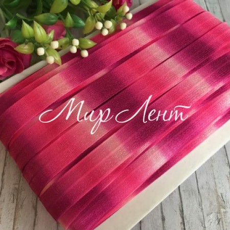 Бейка стрейчевая, 1,5 см, розово-малиновый омбре, рулон 28 м