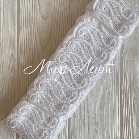 Кружево макраме широкое (KMS-1), 7,5 см, белое, рулон 9 метров