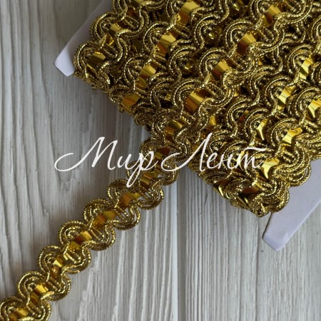 Тесьма с паетками (D30271), 2 см, золото, рулон 13 м