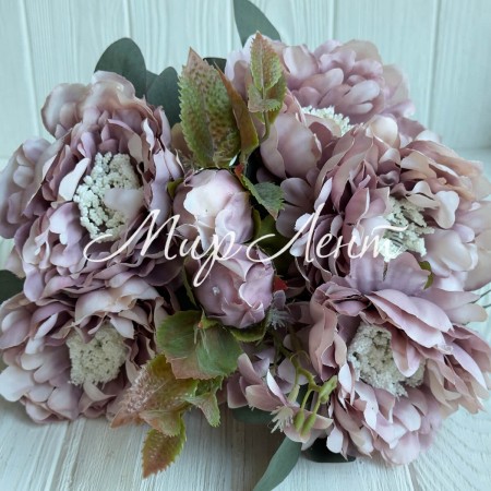 Букет пионов (С30475), 50 см, бежево-сиреневый, шт.