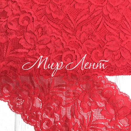 Кружево стрейчевое "Лиана", 15 см, красный, рулон 9 м