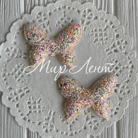 Аппликация бабочка с цветной мозаикой, 4,5х5,5 см, персиковая, упаковка 20 шт.