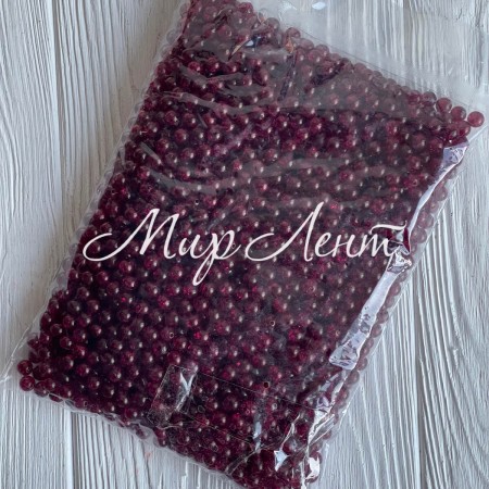 Бусина "битое стекло", 8 мм, вишневая, большая упаковка 500 г