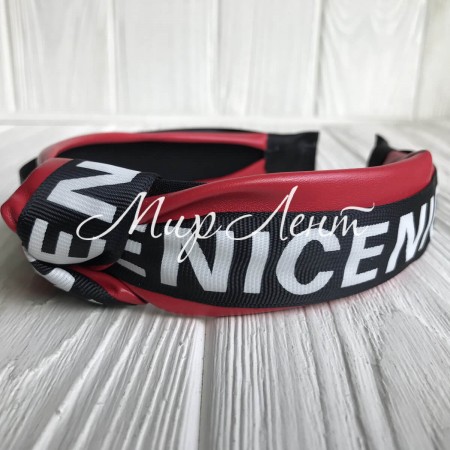 Обруч чалма из экокожи (Nice широкая), 4 см, красный, шт.