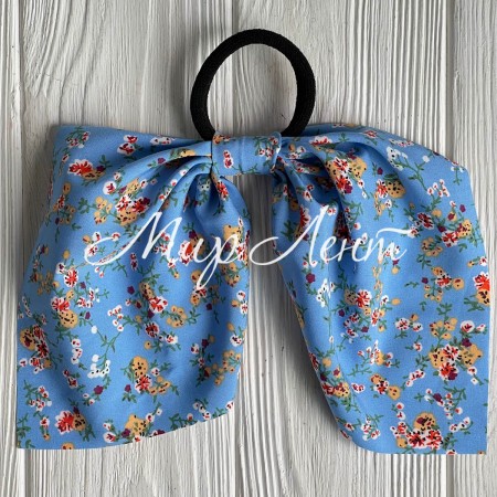 Резинка Твилли с перемычкой в цветочек, 25 см, голубая, шт.