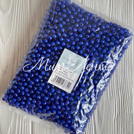 Бусина пластик с белой серединкой, 8 мм, темно-синяя, упаковка 500 г