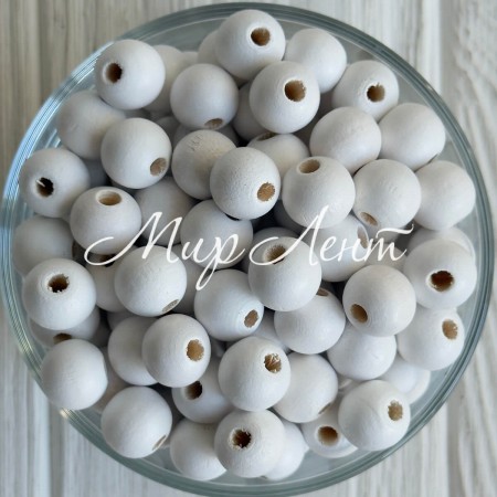 Деревянные бусины круглые, 12 мм, белые, упаковка 500 г