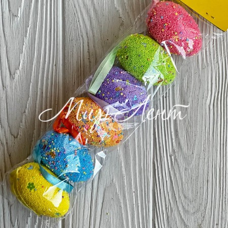 Яйца цветные с шариками и паетками (202934-6А), 4х6 см, упаковка 6 шт.