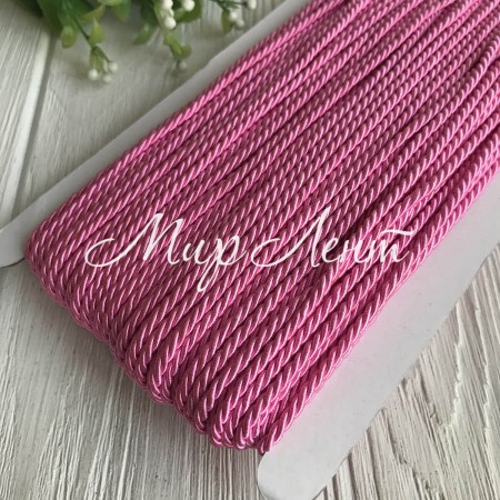 Шнур декоративный, 3 мм, ярко-розовый, рулон 50 м