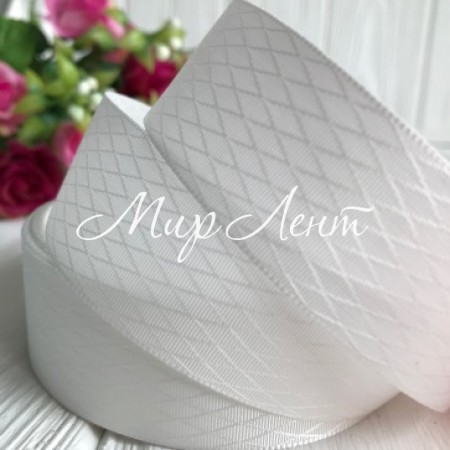 Атлас диагональ, 2,5 см, айвори, рулон 23 м