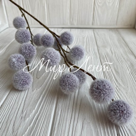 Ветка с пухнастыми шариками, 65 см, светло-лиловый, шт. 