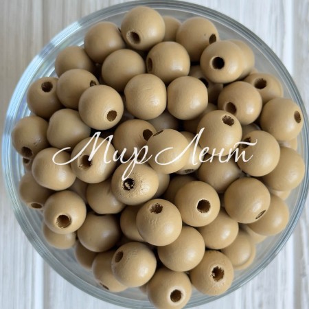 Дерев'яні намистини круглі, 16 мм, мокко, упаковка 500 г