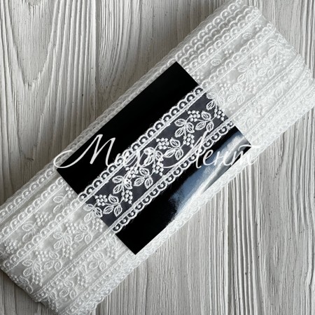 Кружево органзовое (D30114), 3,3 см, айвори, рулон 13 м