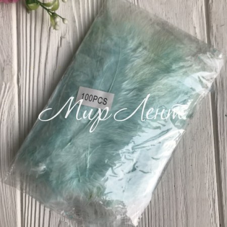 Пір'я лебедині, 12-16 см, світлий Тіфані, упаковка 100 шт.