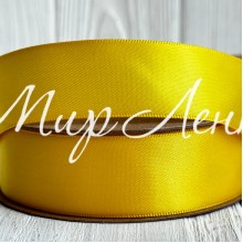 Атлас двусторонний (премиум), 2,5 см, желтый, рулон 23 м