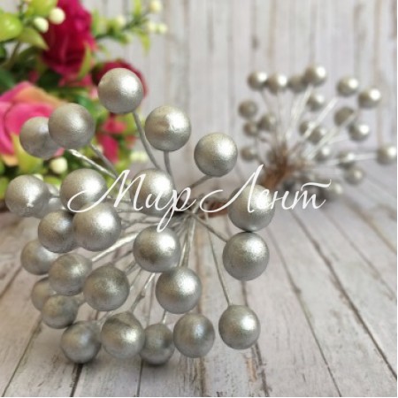 Калина глянцевая, 8 мм, серебро, упаковка 500 шт.