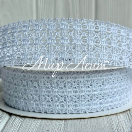 Лента вязаная D30320, 2,5 см, белая, рулон 11,5 м